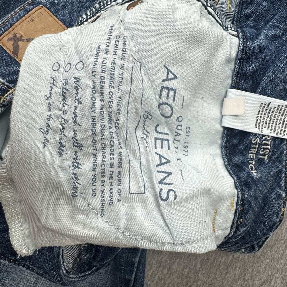 American Eagle Artist Flare Low Rise Jeans Blue Super Stretch Sz 8 30x31 Western - Picture 10 of 16